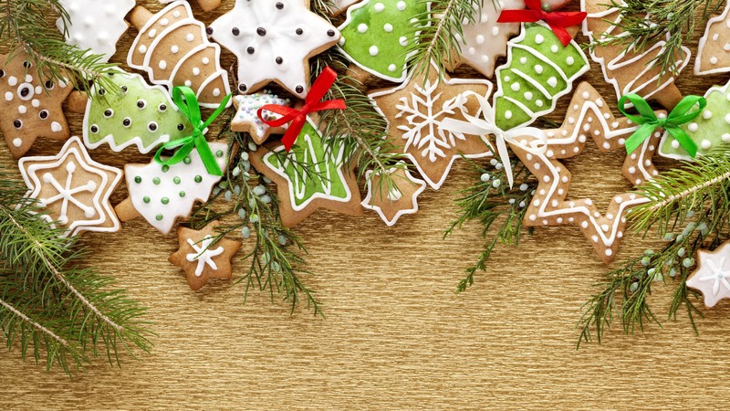 Christmas, New Year, cookies, 4K