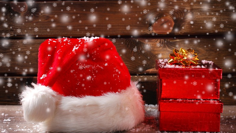 Christmas, New Year, cap, gift, 4K