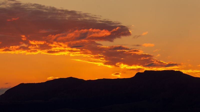 mountains, silhouette, sunset, 4k