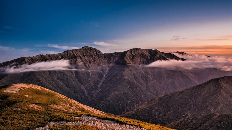 mountains, sky, clouds, 4K
