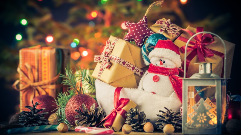 New year, Christmas, gifts, snowman, 4k