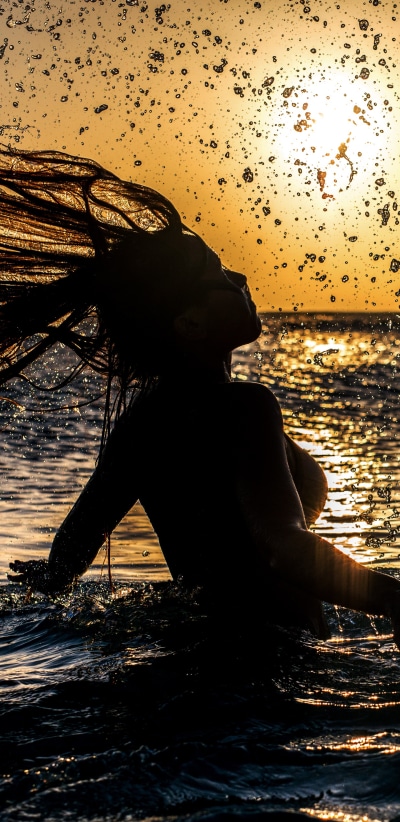 Photography Sunset, Sun, Silhouette, Sea, Hair, Ocean, 1440x2960