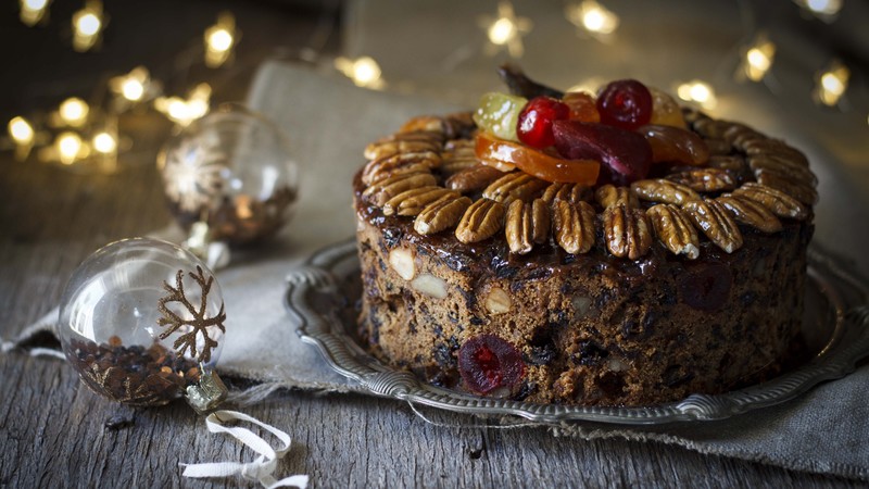 christmas cake, receipt, nuts, 4K