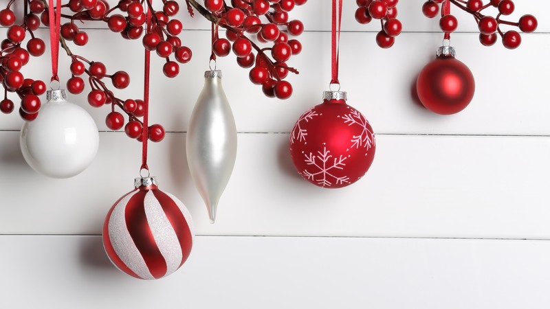 Christmas, New Year, balls, decorations, 4K