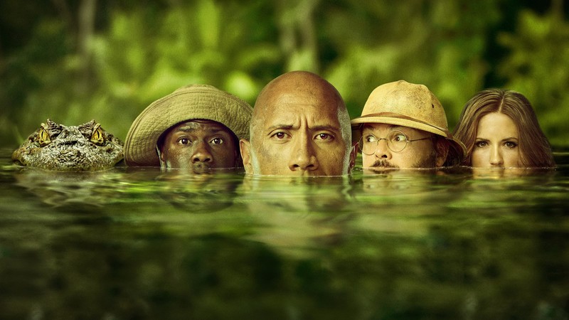 Jumanji: Welcome to the Jungle, Jack Black, Kevin Hart, Dwayne Johnson, Karen Gillan, 4k