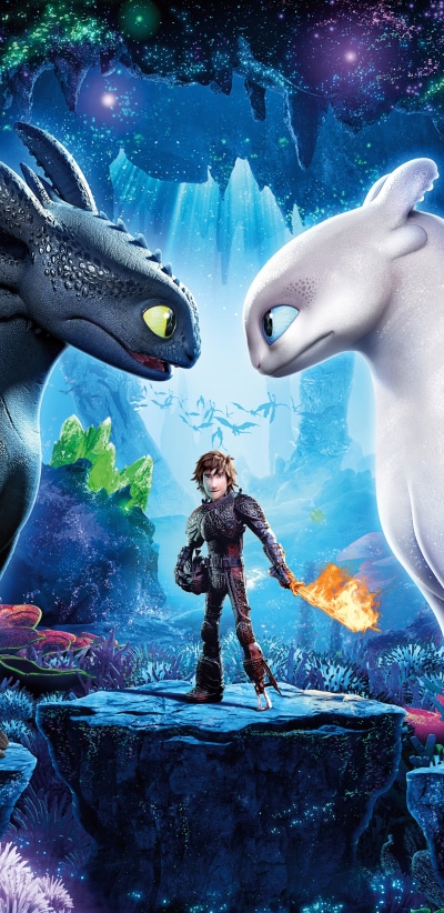 Movie How to Train Your Dragon: The Hidden World, Toothless (How To Train Your Dragon), Hiccup (How To Train Your Dragon), White Night Fury, 1440x2960