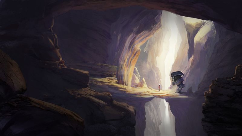 man, robot, rock, art, 4k