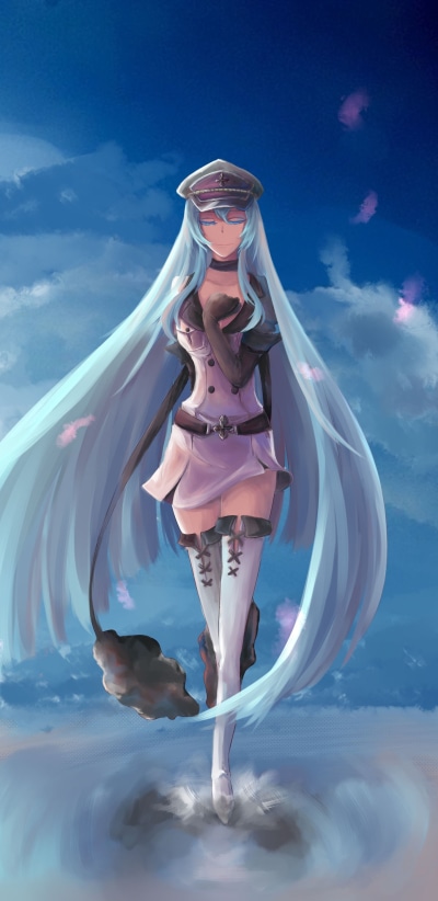 Anime Akame ga Kill!, Uniform, Blue Hair, Esdeath (Akame Ga Kill!), Long Hair, Hat, 1440x2960