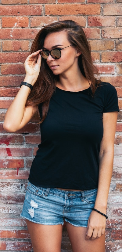 Women Model, Shorts, Sunglasses, Brick, Brunette, Mood, 1440x2960