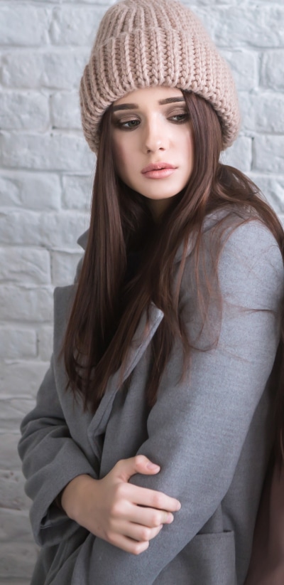Women Model, Brunette, Coat, Long Hair, Hat, Blue Eyes, 1440x2960