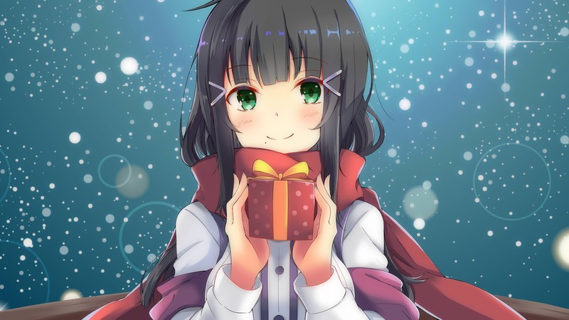anime, girl, beauty, Christmas, New Year, 4k