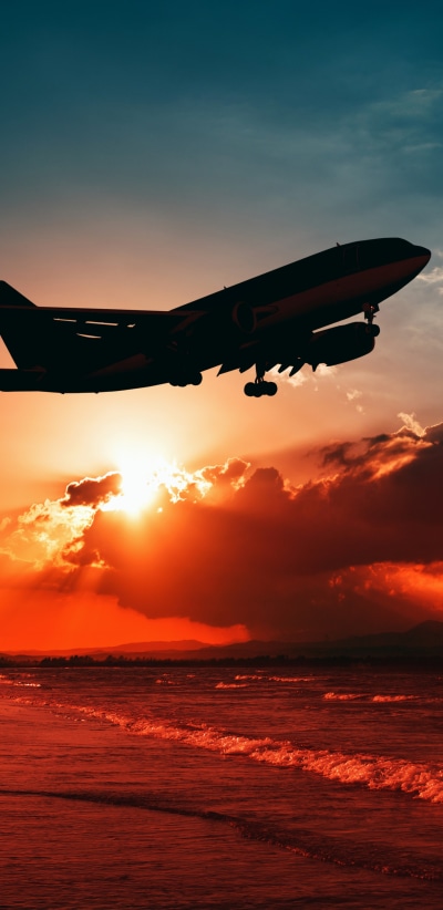Vehicles Aircraft, Passenger Plane, Sunbeam, Sunset, Sky, Cloud, 1440x2960