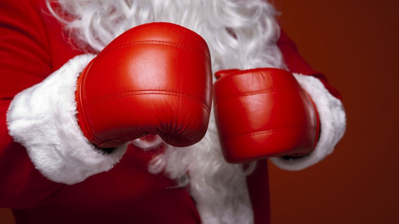 Christmas, New Year, Santa, boxing, red, 4K