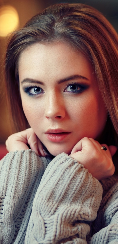Women Model, Brunette, Blue Eyes, Face, 1440x2960