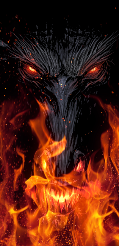 Dark Demon, Flame, Fire, 1440x2960