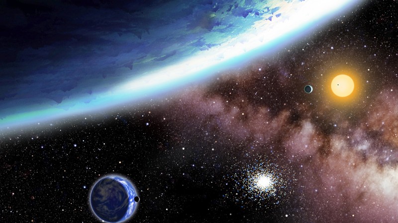 planet, stars, galaxy, 4k
