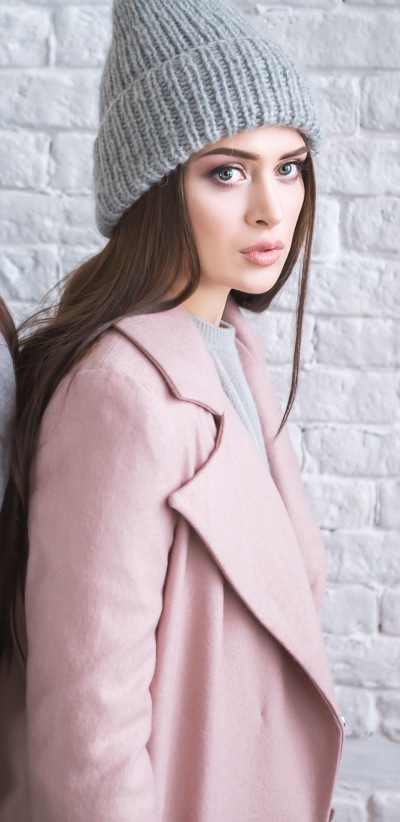Women Model, Coat, Brunette, Hat, Blue Eyes, Long Hair, 1440x2960