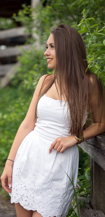 Women Model, White Dress, Smile, Brunette, 1440x2960