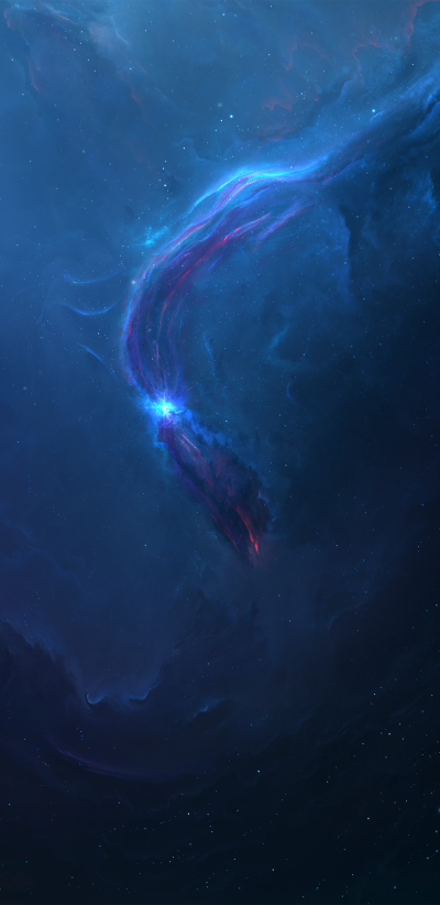 Sci Fi Nebula, Space, Stars, Cosmos, Blue, 1440x2960
