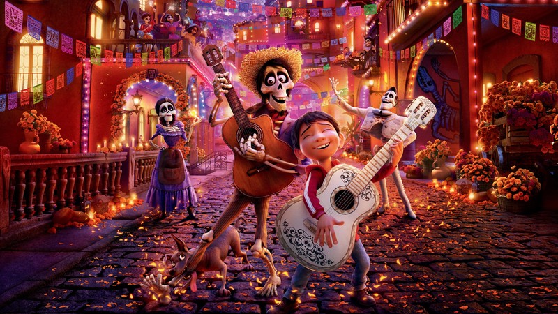 Coco, guitar, dog, 4K