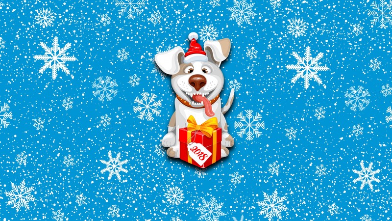 Christmas, New Year, snow, dog, cute animals, 4K