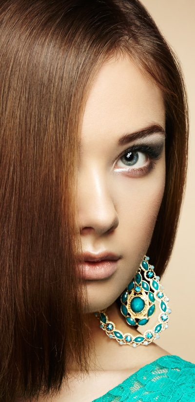 Women Model, Blue Eyes, Face, Earrings, Hair, Brunette, 1440x2960