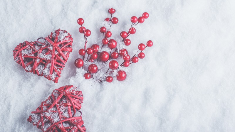 love image, snow, heart, 4k
