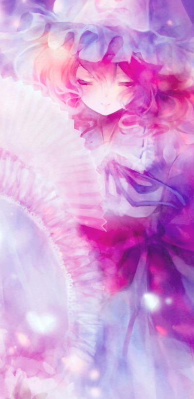 Anime Touhou, Yuyuko Saigyouji, 1440x2960
