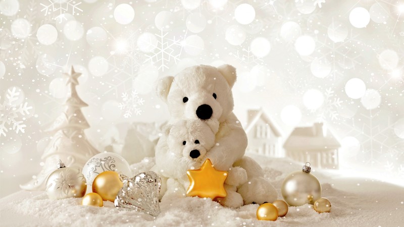 Christmas, New Year, Bear, decorations
