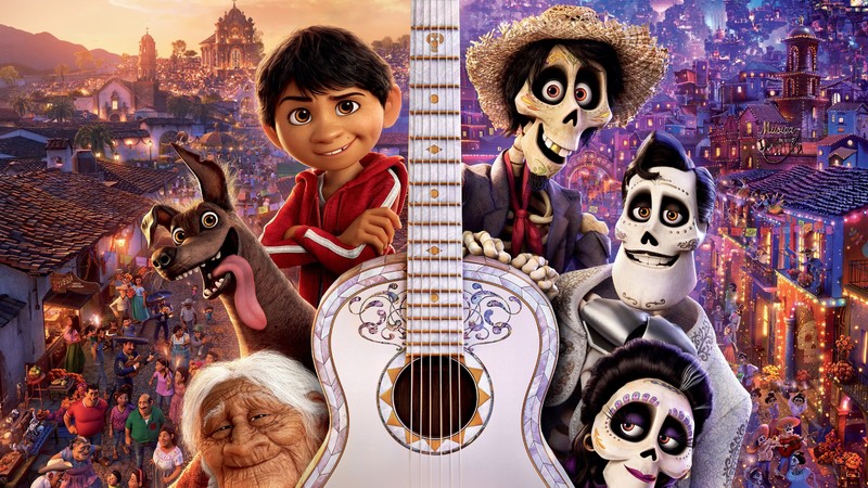 Coco, guitar, dog, 4K