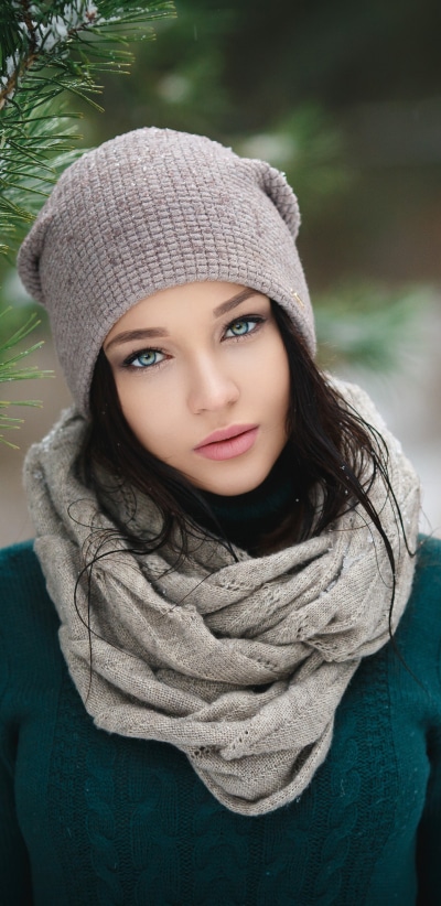 Women Angelina Petrova, Hat, Scarf, Model, 1440x2960