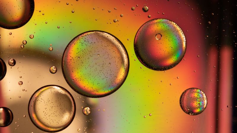 bubble, ball, rainbow, drops, 4k