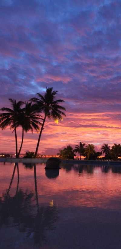 Photography Sunset, Bora Bora, Pool, Cloud, Reflection, Resort, 1440x2960