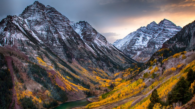 autumn, forest, mountain, 4k