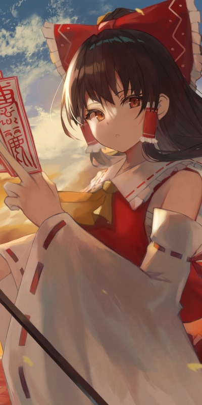 Anime Touhou, Reimu Hakurei, 1440x2880