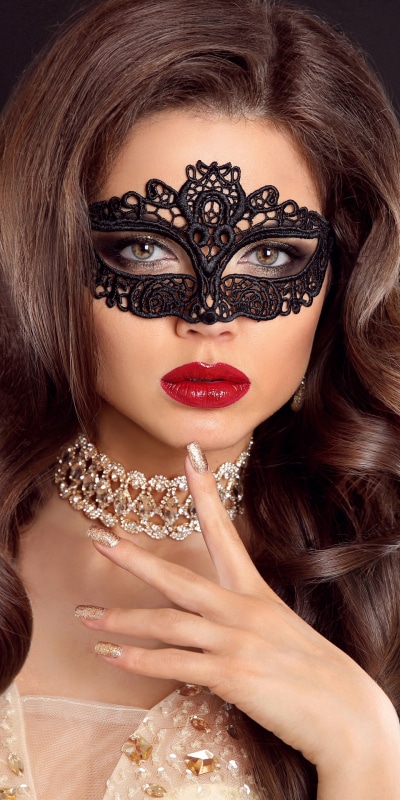 Women Model, Mask, Brunette, Lipstick, 1440x2880