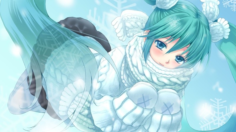 anime, girl, beauty, winter, 4k