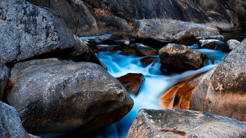 stones, water, rock, flow, 4k