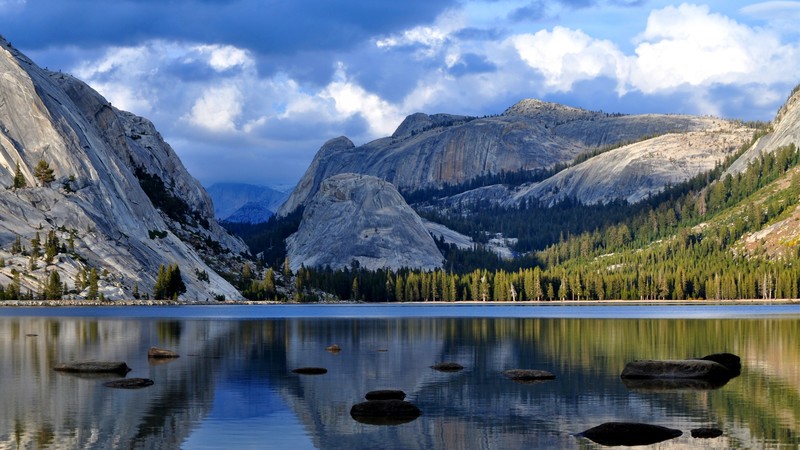 Half Dome, mountain, Yosemite, National Park, California, forest, lake, 4k