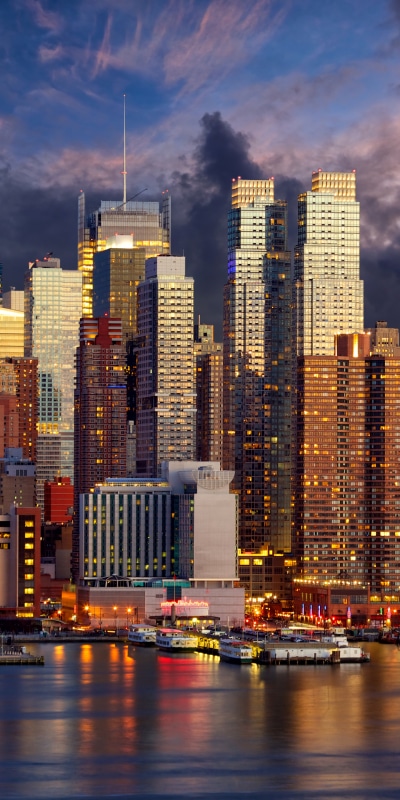 Man Made Manhattan, City, Light, New York, Building, Night, 1440x2880