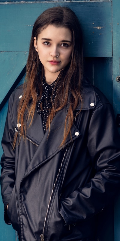 Women Model, Brunette, Brown Eyes, Leather Jacket, 1440x2880