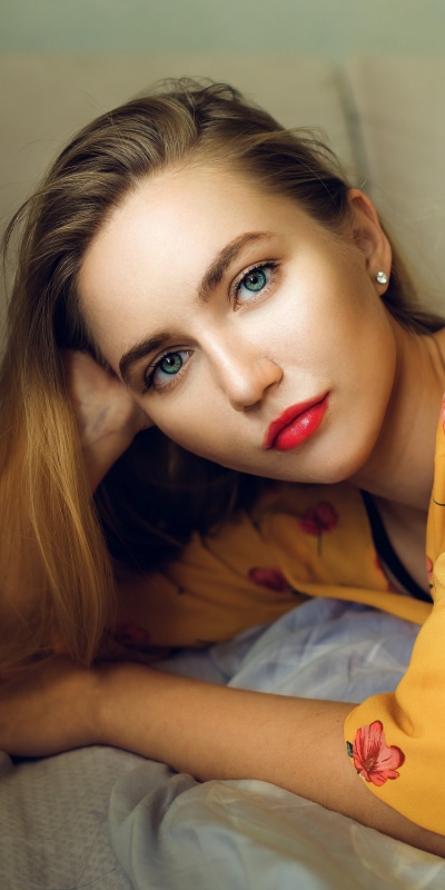 Women Model, Lipstick, Blue Eyes, Blonde, 1440x2880