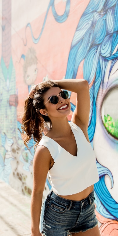 Women Model, Smile, Brunette, Long Hair, Sunglasses, 1440x2880