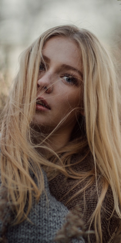 Women Model, Blue Eyes, Blonde, Bokeh, 1440x2880