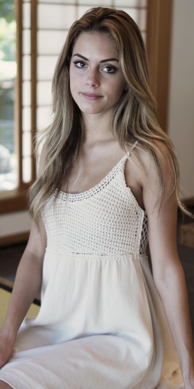 Women Model, Brown Eyes, Blonde, White Dress, 1440x2880
