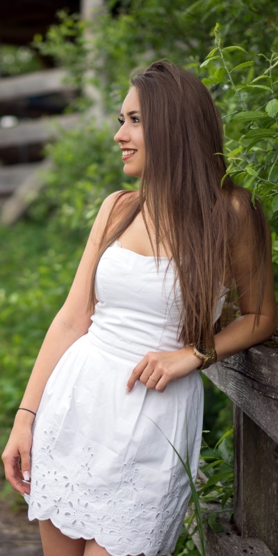 Women Model, White Dress, Brunette, Smile, 1440x2880
