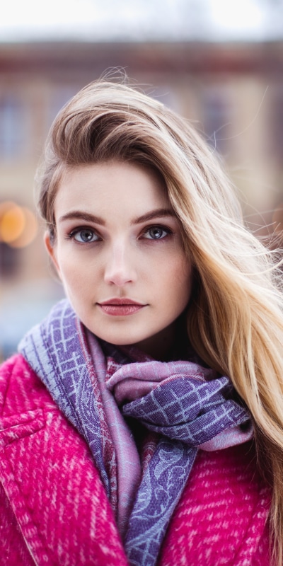 Women Model, Scarf, Blue Eyes, Blonde, 1440x2880