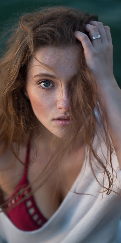 Women Model, Freckles, Blue Eyes, Brunette, 1440x2880