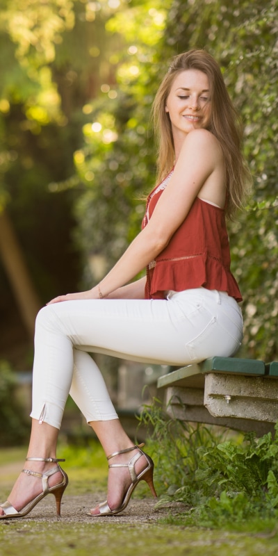 Women Model, Depth Of Field, High Heels, Bench, Blonde, 1440x2880