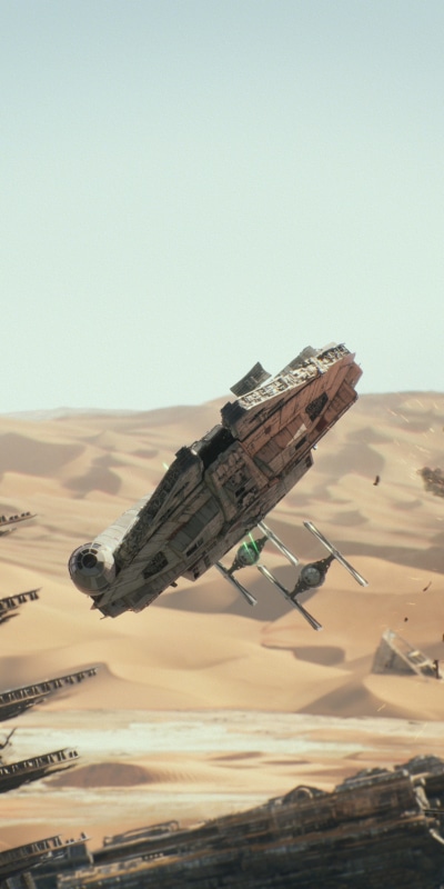 Movie Star Wars Episode VII: The Force Awakens, TIE Fighter, Star Wars, Millennium Falcon, 1440x2880